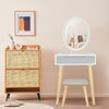 Wooden Dressing Table Modern Makeup Desk Dresser LED Lighted Mirror with Stool