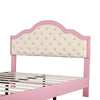 Double Upholstered Bed Frame 135x190 cm with Adjustable Button-Tufted Headboard