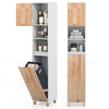 Tilt Out Laundry Hamper Cabinet Tall Bathroom Storage Organizer-White