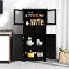 Freestanding Floor Cabinet Tall Bathroom Storage Cabinet-Black