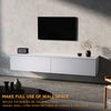 Wooden Floating TV Stand Cabinet w/2 Storage Grid Media Living Room Cupboard