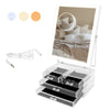 Hollywood Make up Mirror with Storage 3-Tier Jewelry Box LED Lighted Tabletop