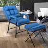 Modern Accent Chair Linen Fabric Arm Chair Upholstered Single Chair w/Ottoman