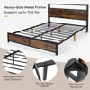 Double Size Bed Frame Metal Bed Platform LED Lights Headboard & 4 Storage Drawer