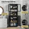 Tall Bathroom Storage Cabinet Freestanding Linen Cabinet Black