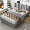 Upholstered Bed Frame Velvet 4ft6 Double Bed with Stereo, Charging & Lighting