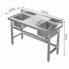 Commercial Kitchen Catering Sink Stainless Steel Double Bowl Drainer Wash Table
