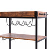 Industrial Kitchen Island Cart 3-Tier Rolling Bar Serving Trolley With Wine Rack