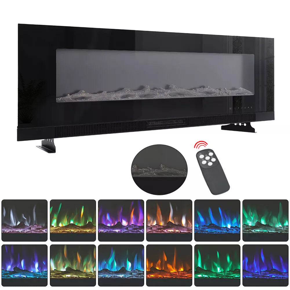 50, 60, 72, Inch LED Fireplace Insert Wall Mounted Electric Inset Media Fire