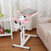 Movable Bedside Laptop Table Sofa Bed Side End Desk Cooling Fan & Pen Holder