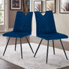 2Pcs Dining Chairs Velvet / Faux Leather Seat Metal Legs Dining room Chair