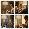 Tripod Floor Lamp Free Standing Light with Linen Shade Shelf Bedroom Living Room