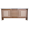 Extendable Radiator Cover Cabinet Shelving Slatted Design MDF White Home Office