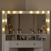 Corner Dressing Table LED Mirrors&Doors&Drawers Storage Makeup Desk Stool White