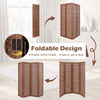 Bedroom Carved Privacy Screen 4-Panel Room Divider-Walnut