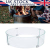 Round OUTDOORS Gas Fire Pit Table Wind Guard Clear Tempered Flame Glass Shield