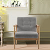 Fabric Upholstered Armchair Solid Wooden Frame Single Sofa Button Back Armchair