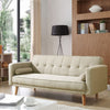 Sofa Bed 3 Seater Cream New Foam Fabric Wood Legs Double Bed with 2 Cushions