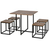 Compact 5pc Kitchen Dining Set Wood Bar Table Chair Home Space Saving Furniture