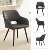 Set of 2 Faux Leather Dining Chairs Diamond Seat with Hole Design Modern Chair