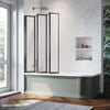 Bath Shower Screen 5 Folding Wet Room Black Frame Safety Glass Panel 1200x1400mm
