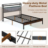 King Size Bed Frame w/ 2-Tier Storage & LED Light-Brown
