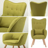 Upholstered Linen High Back Armchair Sofa Wing Chair with Footstool Lounge Seat