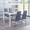 Rectangular White Marble Effect Tempered Glass Dining Table Dining Room Kitchen