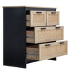 Rattan Wooden Chest of 4Drawers Storage Cabinet Kitchen Tableware Tidy Sideboard