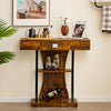 T-Shaped Industrial Console Table Narrow Sofa Side Table