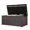 450L Outdoor Resin Storage Box, Waterproof & Lockable, Dark Brown Deck Box