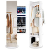 360° Swivel Jewelry Cabinet Armoire Freestanding Full Length Mirror w/ Storage