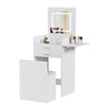 Modern Dressing Table Vanity Set with LED Mirror Stool Side Panel 2 Drawers