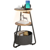 Small Side Table with 3-Tier Storage LED Lighted Sofa End Table Charging Station