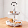 2-Tier Wooden Round Rectangle Tray Dessert Cupcake Display Rack Shelf Party Home