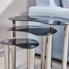 Nest Of 3 Nested Nesting Tables Side End Coffee Table Glass/Wood for Living Room