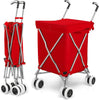 Lightweight Shipping Utility Cart 90L Waterproof Folding Shopping Cart-Red