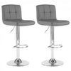 2x Chrome & Height Adjust Swivel Faux Leather Kitchen Breakfast Bar Stool