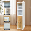 Free Standing Toilet Paper Roll Holder Stand Wood Bathroom Storage Cabinet White