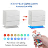LED Light 3 Drawers Bedside Table High Gloss Cabinet Side End Table Living Room