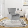 Velvet Upholstered Wingback Chair Curved Tufted Accent Armchair w/Pillow