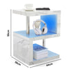 High Gloss Side Coffee Table 2 Tier Bedside End Table With LED Light Living Room