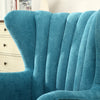 Tiffany Blue Linen Armchair Wing Back Cocktail Accent Chair with Footstool Sofa