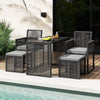 5 Pieces Patio Dining Set with Ottomans-Gray