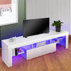 LED TV Stand Cabinet Unit Modern 2 Drawer MDF Entertainment RGB Lights White