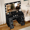 Black Makeup Vanity Table With 11 LED Light Mirror + 7 Drawers Dressing Desk Set