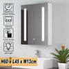 LED Bathroom Mirror Cabinet with Shaver Socket Demister Sensor Lights Vertically