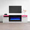 White 70inch TV Stand Unit Cabinet with Electric Fireplace & 12 Colour LED Light