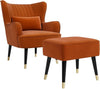 Velvet Armchair with Footstool Wing Back Chair Lounge Sofa Accent Seat