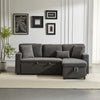 L-Shaped 3 Seater Corner Sofa Bed Pull Out Sectional Couch with Storage, Grey